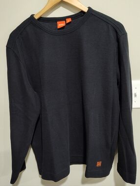 Boss Hugo Boss Men's Nuwolo Waffle-Knit Black Long Sleeve Sweater, Large